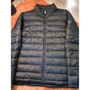 Guess Men's Y2k Lightweight Puffer Jacket with Side Panels Size L Black Packable